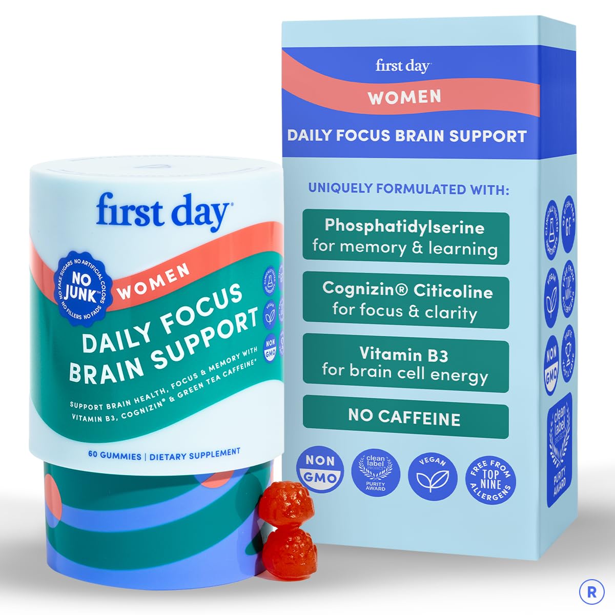 FIRST DAY Choline Gummies front view with packaging