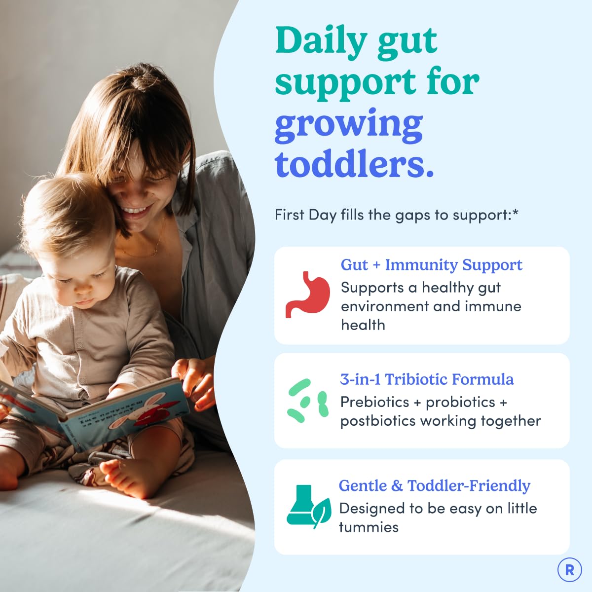 FIRST DAY Complete Tribotic Toddler Probiotic Gummies packaging