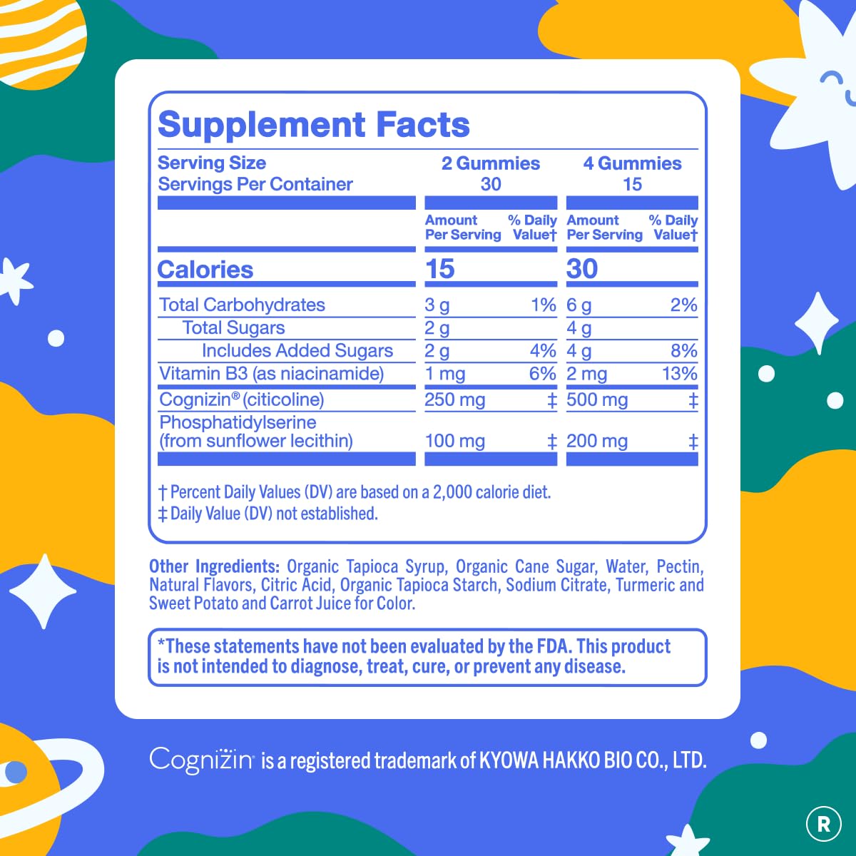FIRST DAY Kids Brain Gummies bottle side view