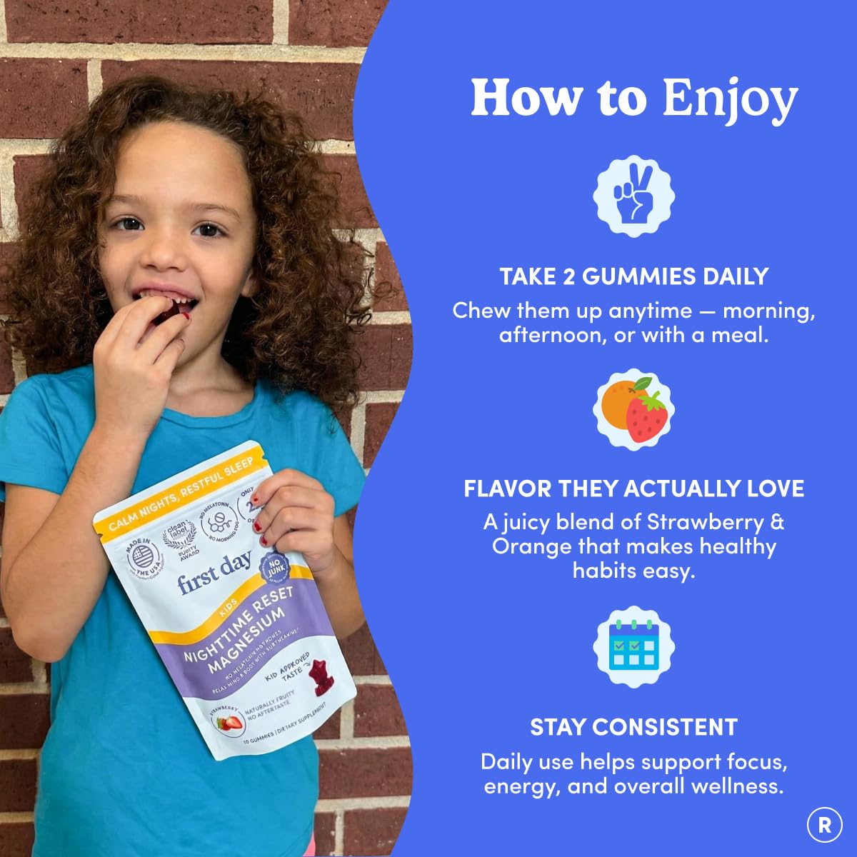 FIRST DAY Magnesium Gummies for Kids 150g lifestyle image with children
