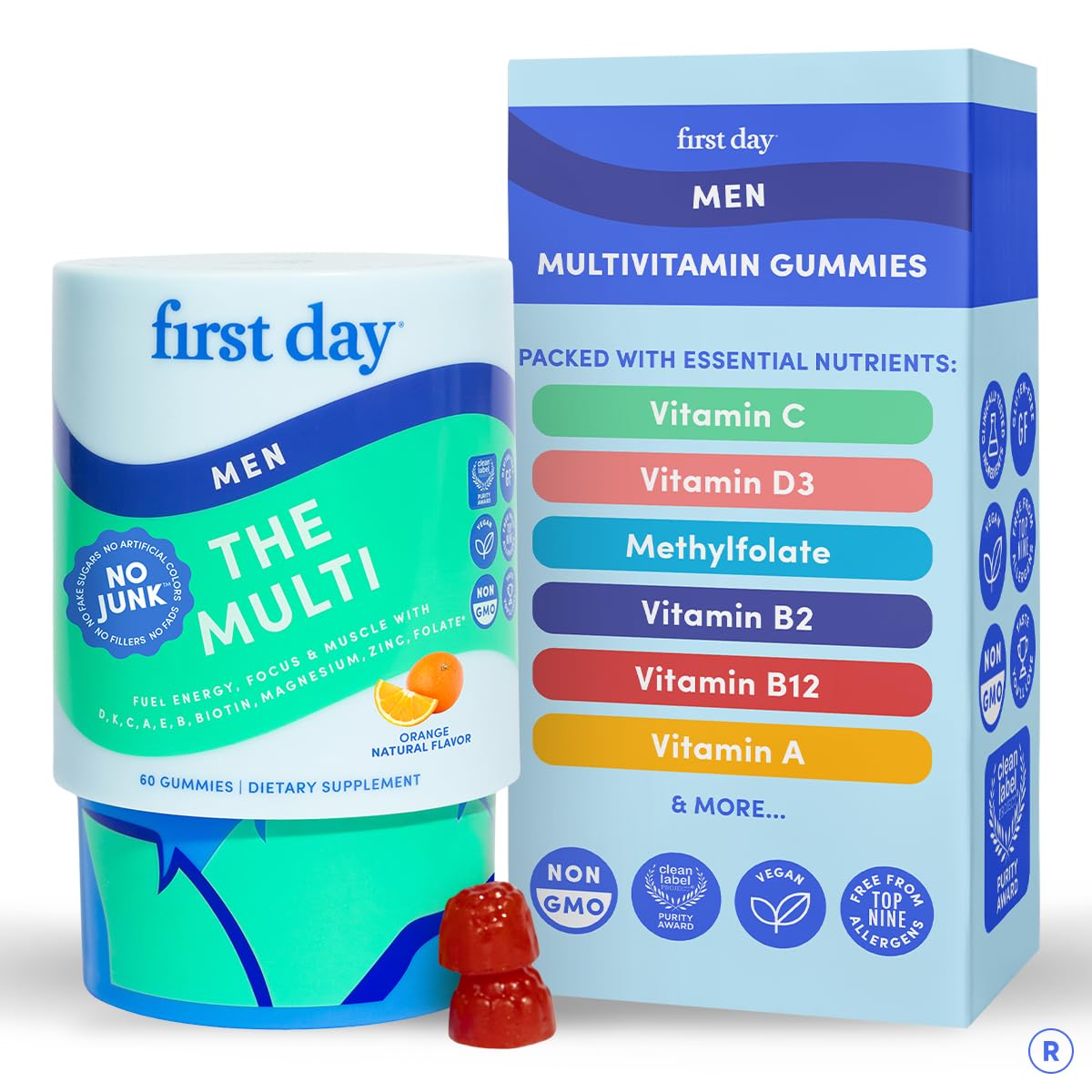 FIRST DAY Men's Multivitamins Gummies front view with packaging