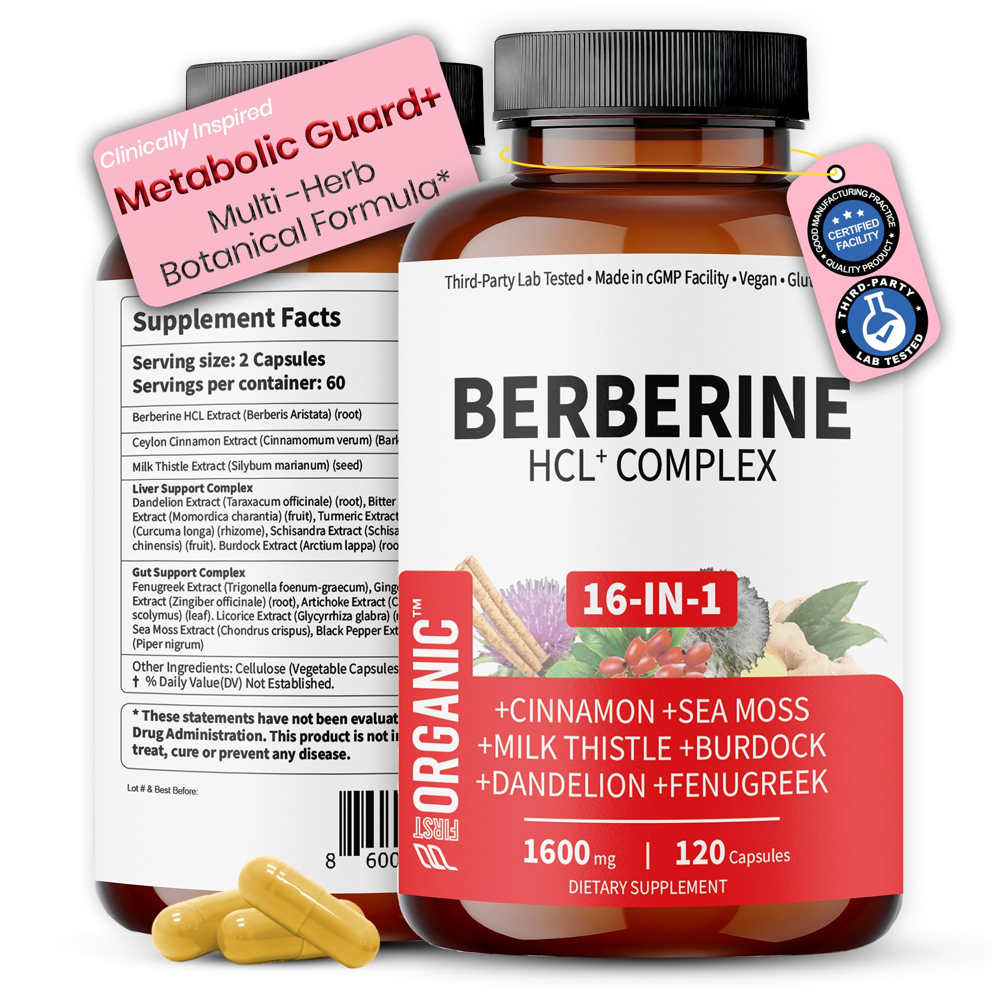 FIRSTORGANIC Herbal Supplement Capsules front view