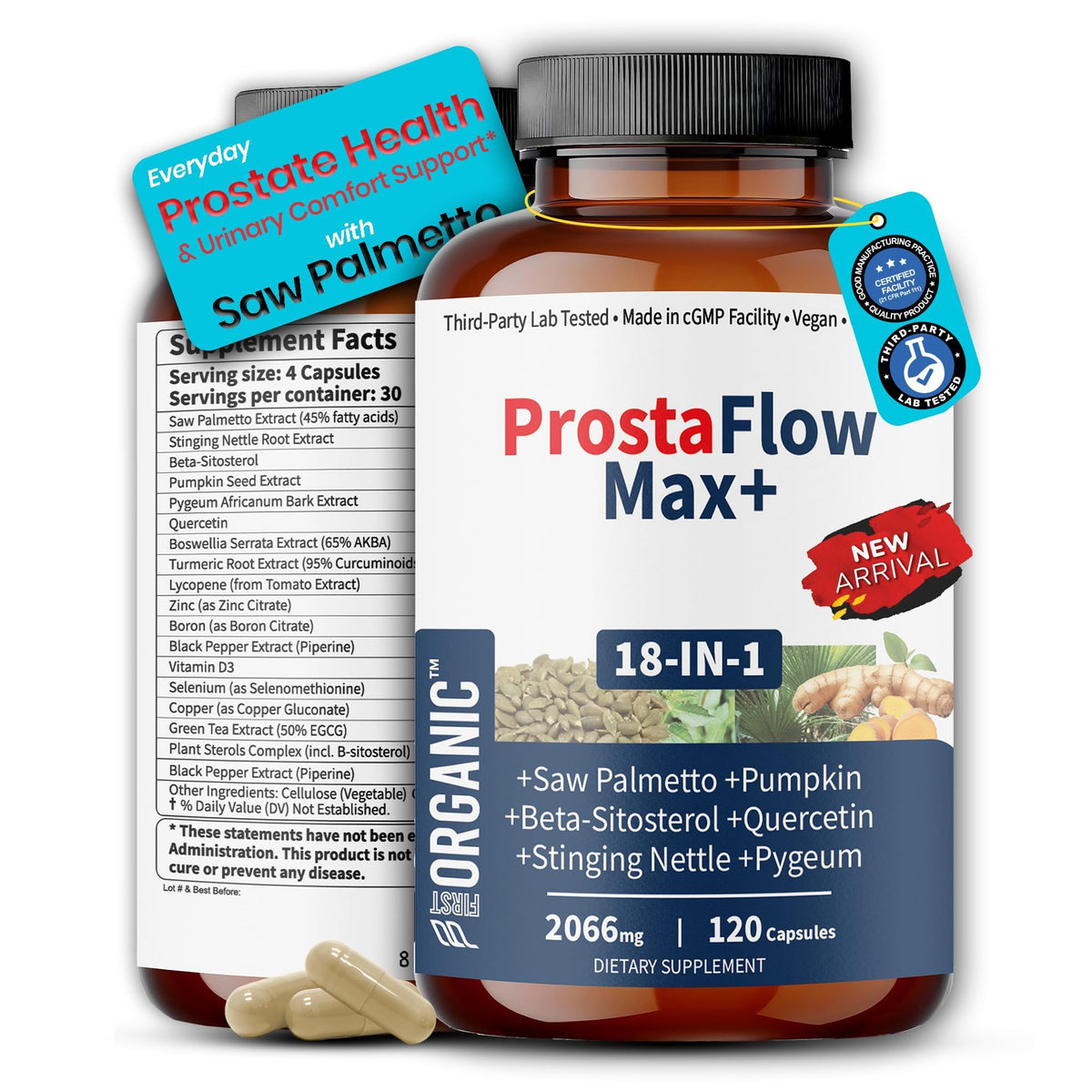 FIRSTORGANIC Men's Everyday Wellness Blend 120 Capsules front view