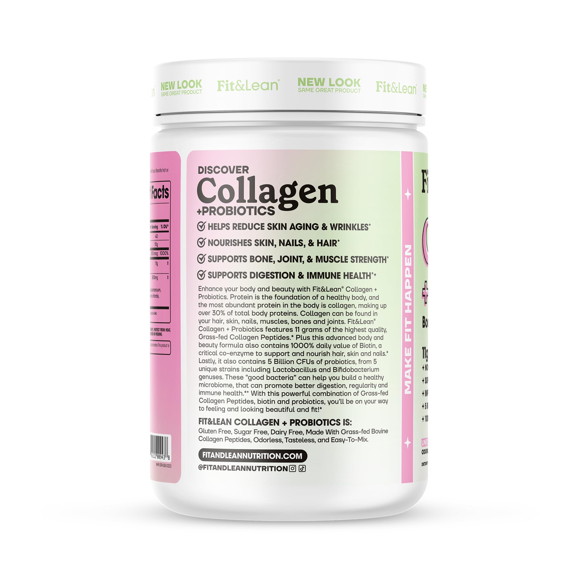Fit & Lean Collagen + Probiotics 363g nutritional information