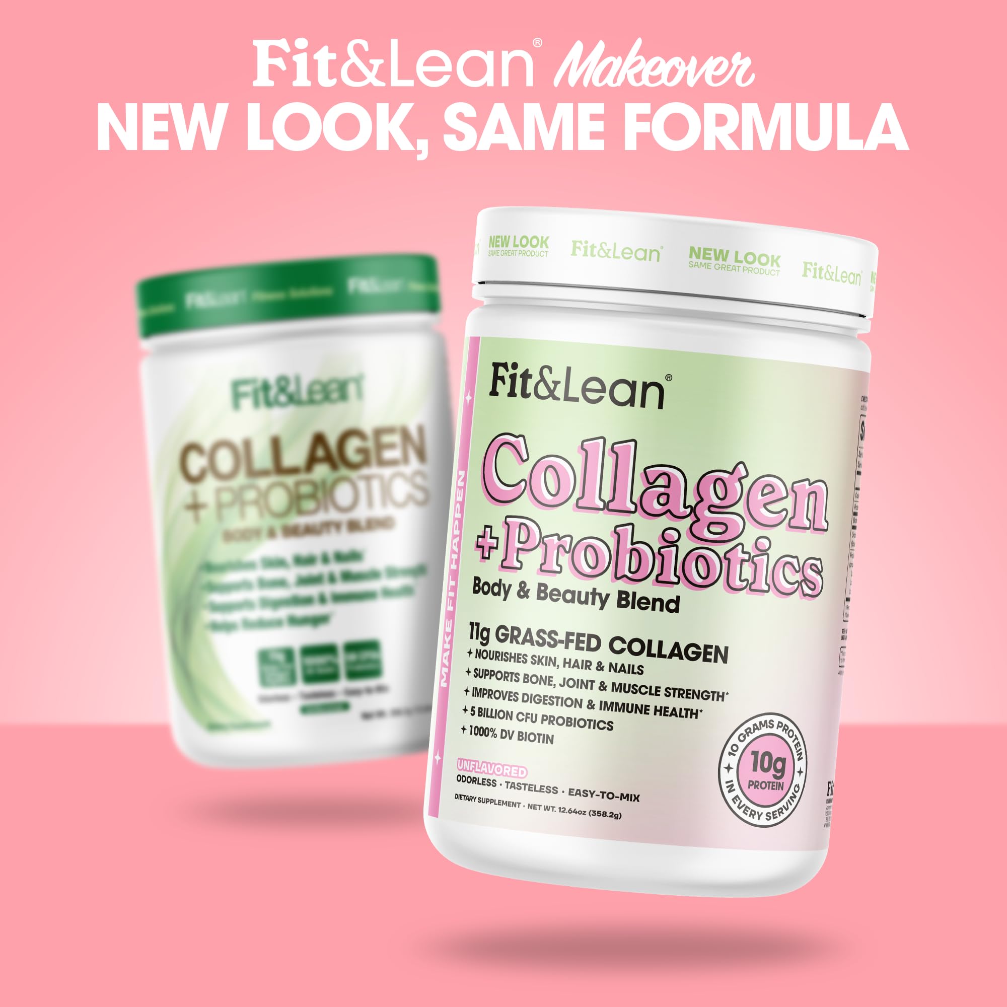 Fit & Lean Collagen + Probiotics 363g side view
