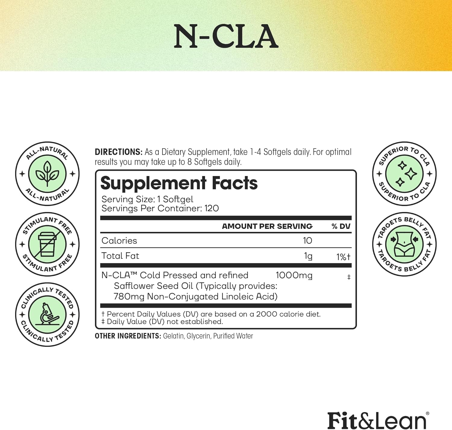 Fit & Lean N-CLA 234g on a wooden table with a measuring spoon