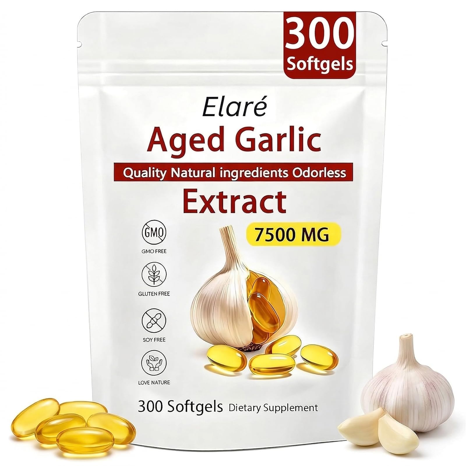 FITactic Elare Aged Garlic Extract 90 softgels front view