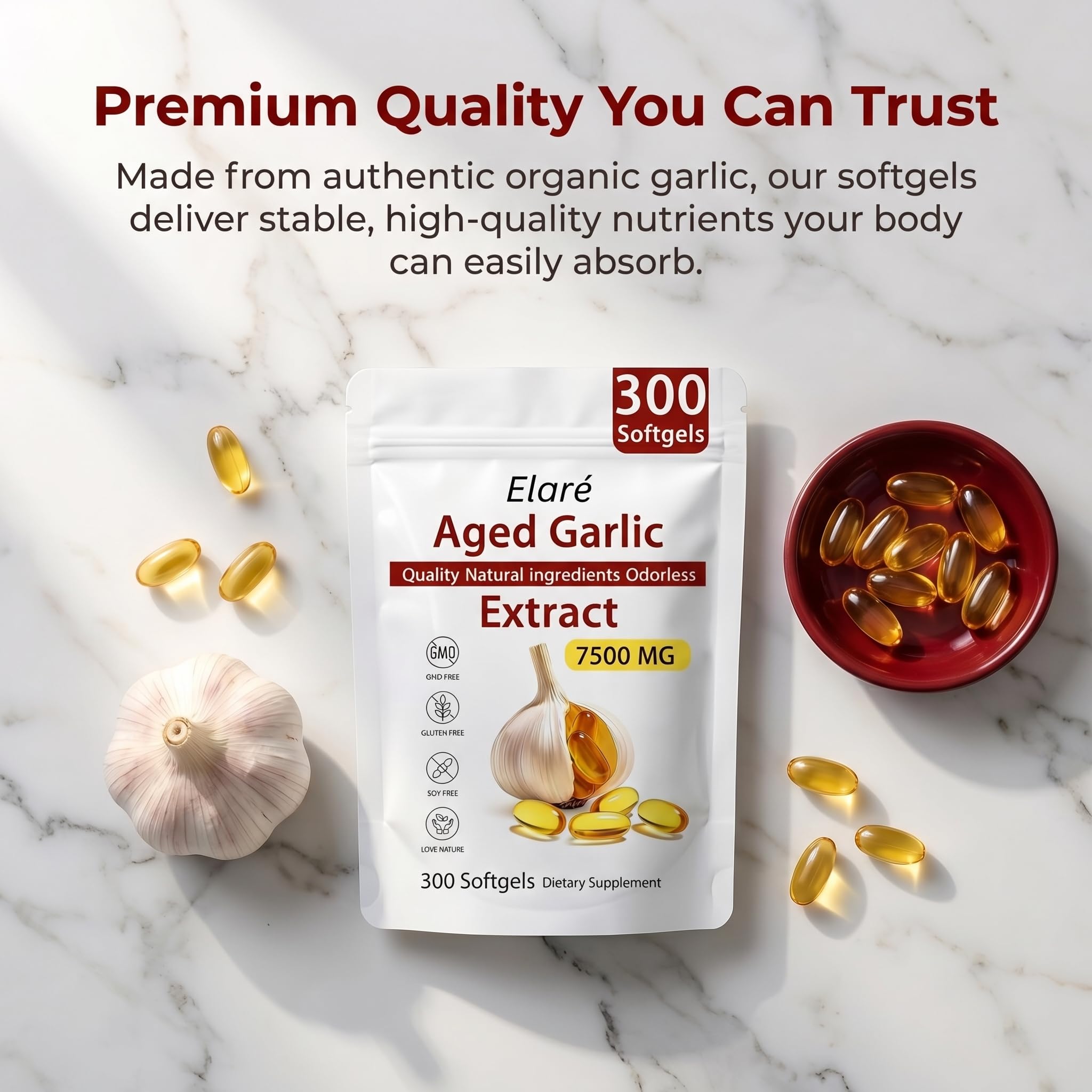 FITactic Elare Aged Garlic Extract softgels close-up
