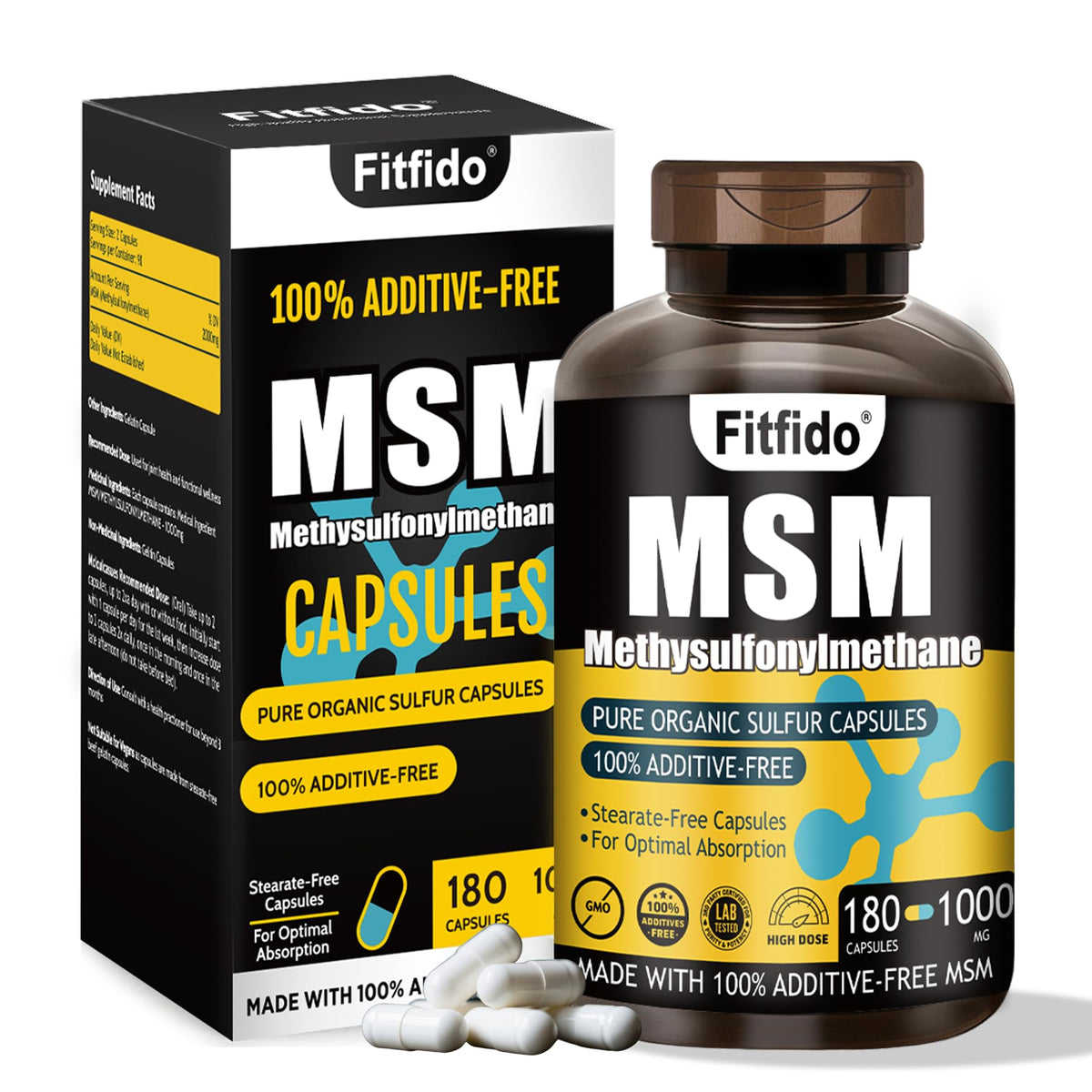 Fitfido MSM Supplement 1000mg bottle front view
