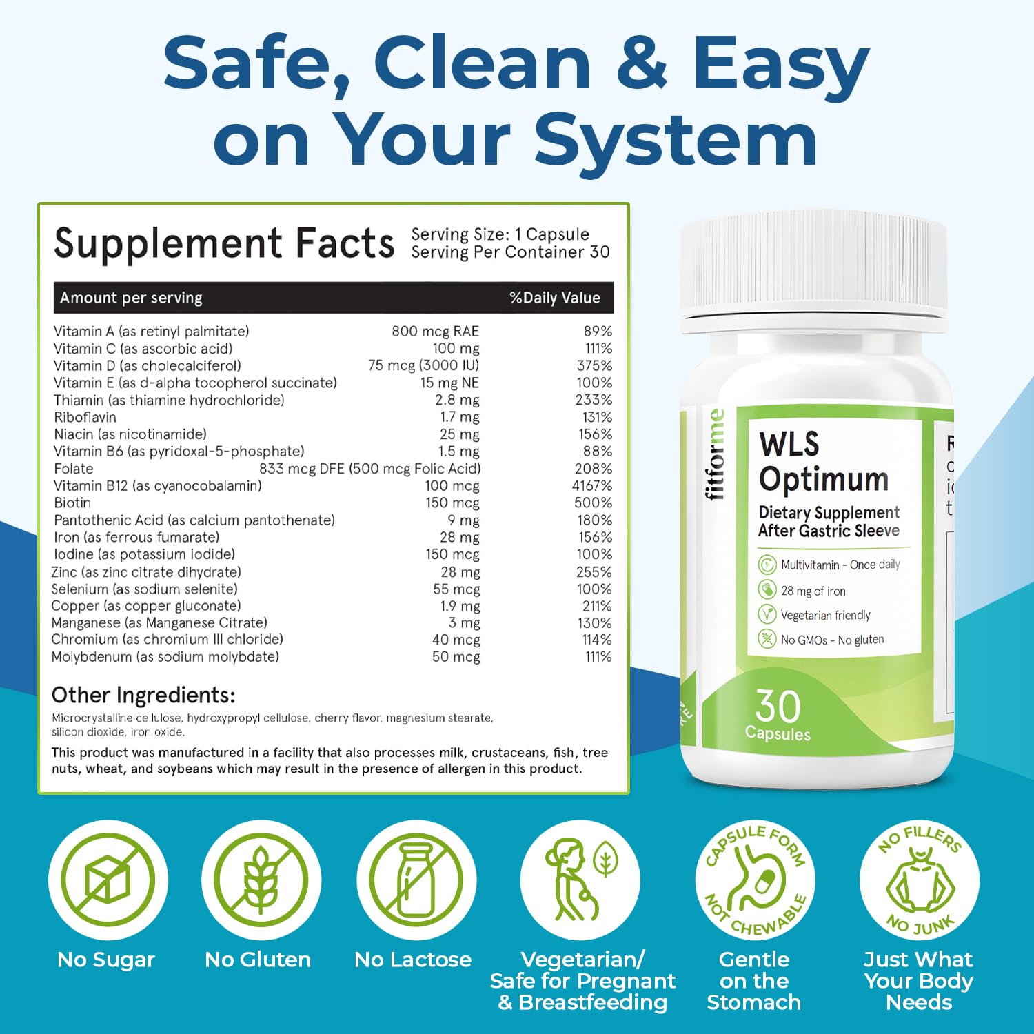FitForMe Bariatric Multivitamin for Gastric Sleeve capsule close-up
