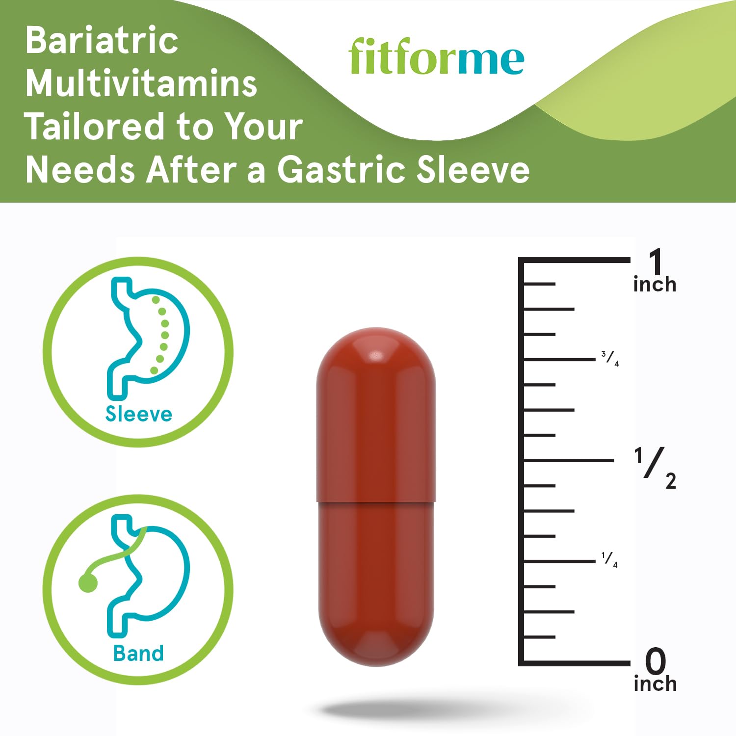 FitForMe Bariatric Multivitamin for Gastric Sleeve displayed with other vitamins