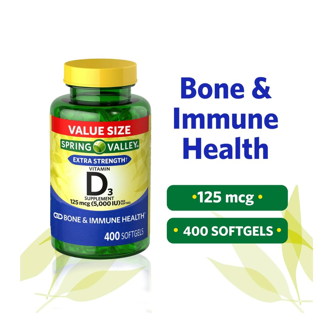 FitMania Vitamin D3 Softgels 125 mcg bottle side view