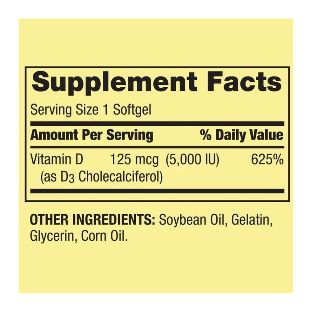 FitMania Vitamin D3 Softgels 125 mcg on a kitchen counter
