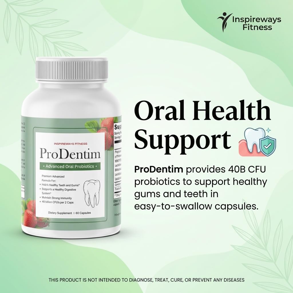 Fitness InspireWays ProDentim Oral Health Probiotics 60 Capsules back view