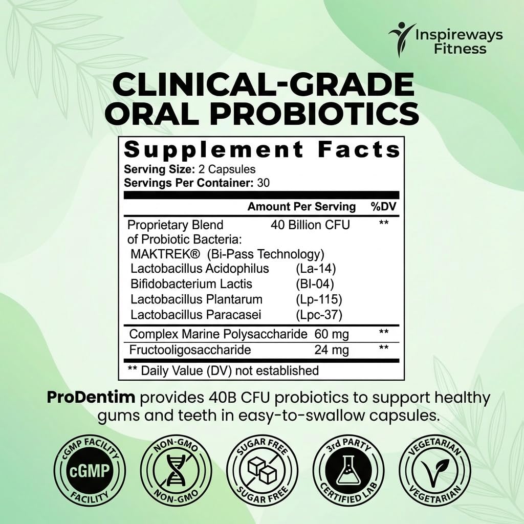 Fitness InspireWays ProDentim Oral Health Probiotics 60 Capsules packaging