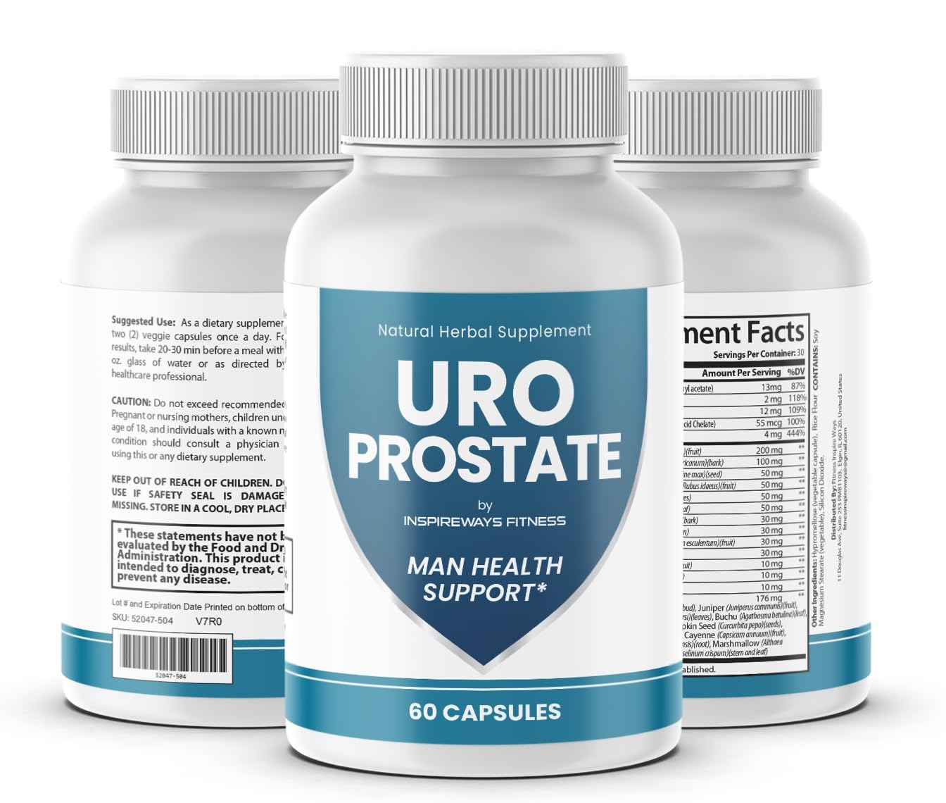 Fitness InspireWays URO Flow Prostate Size Support 60 Capsules packaging