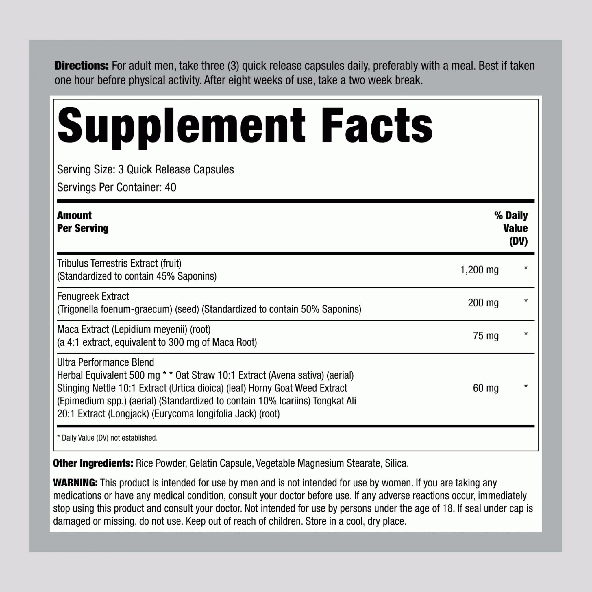 Fitness Labs Tribulus Terrestris Extract 1,200 mg capsule close-up