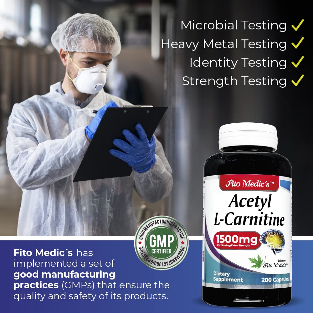 FITO MEDIC'S Acetyl-L-Carnitine bottle with dosage instructions