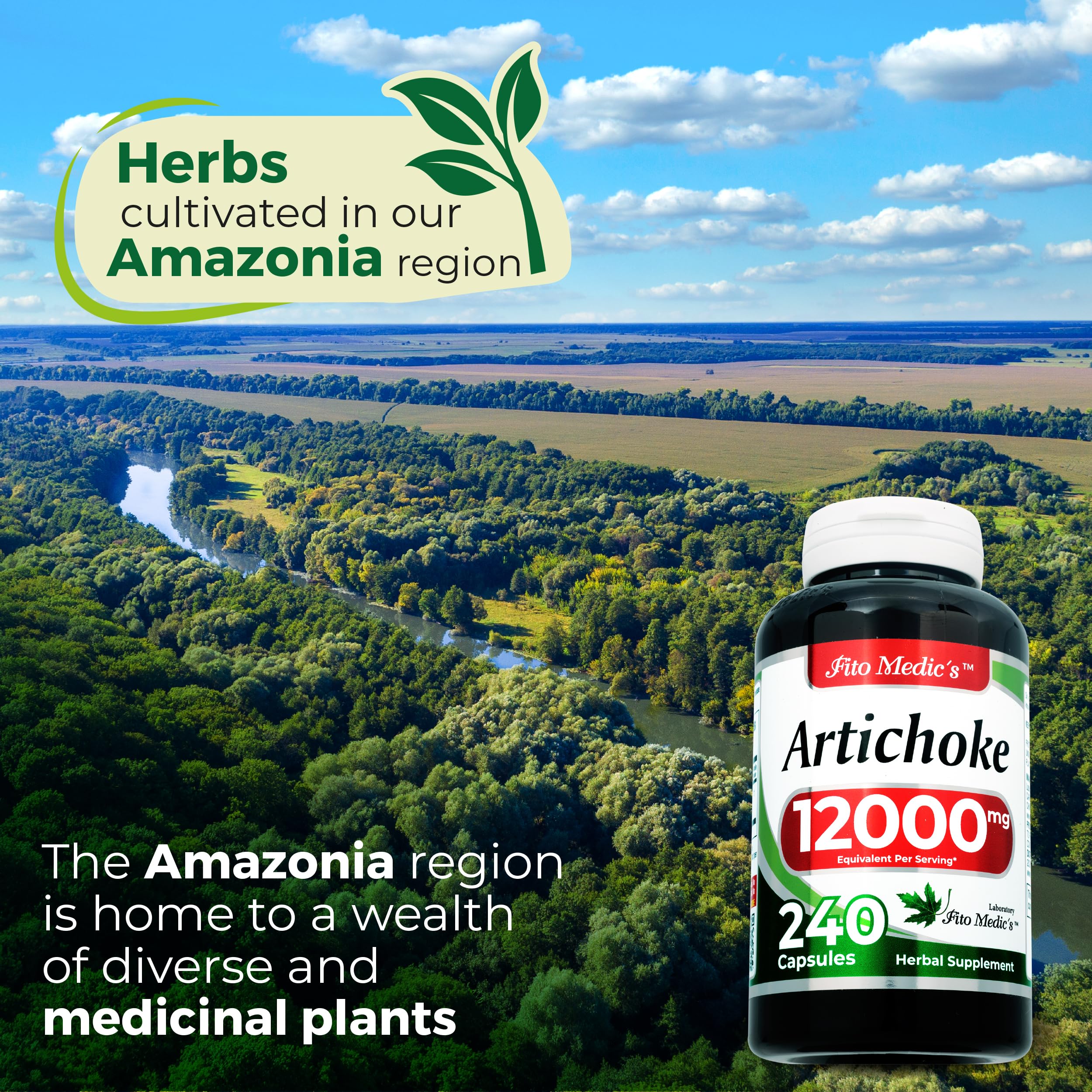 FITO MEDIC'S Artichoke Herbal Supplement 240 capsules on a kitchen counter