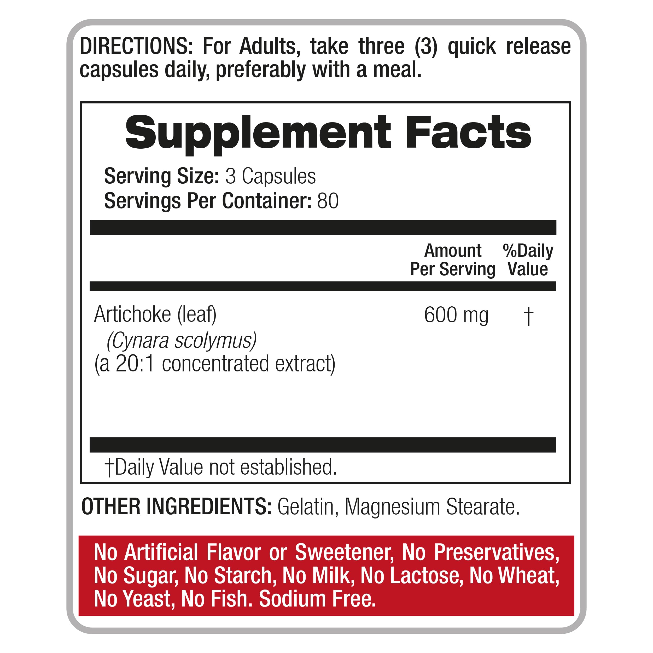 FITO MEDIC'S Artichoke Herbal Supplement bottle side view