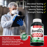 FITO MEDIC'S Burdock Root Organic Capsules 12000mg bottle with capsules