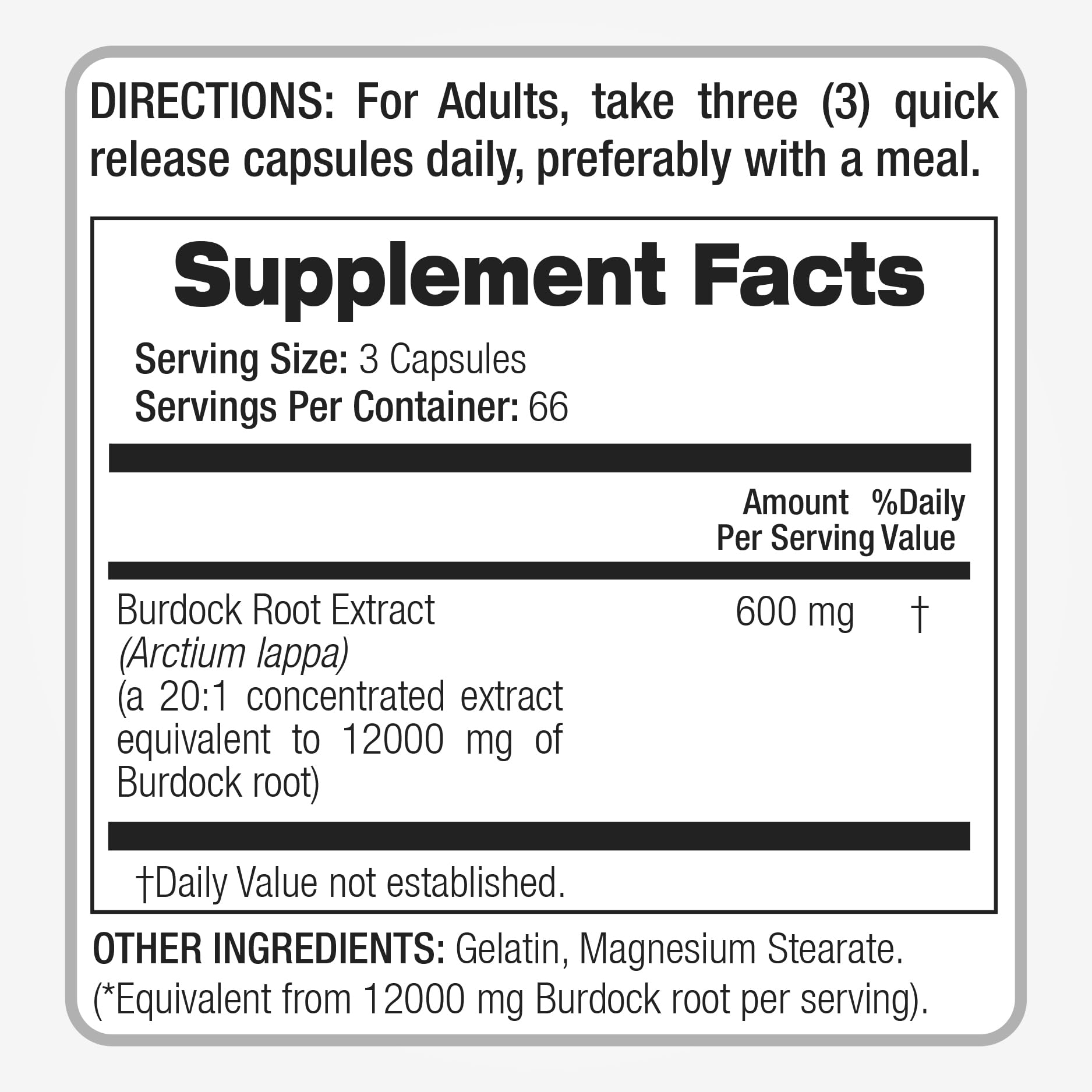 FITO MEDIC'S Burdock Root Organic Capsules 12000mg close-up of capsules