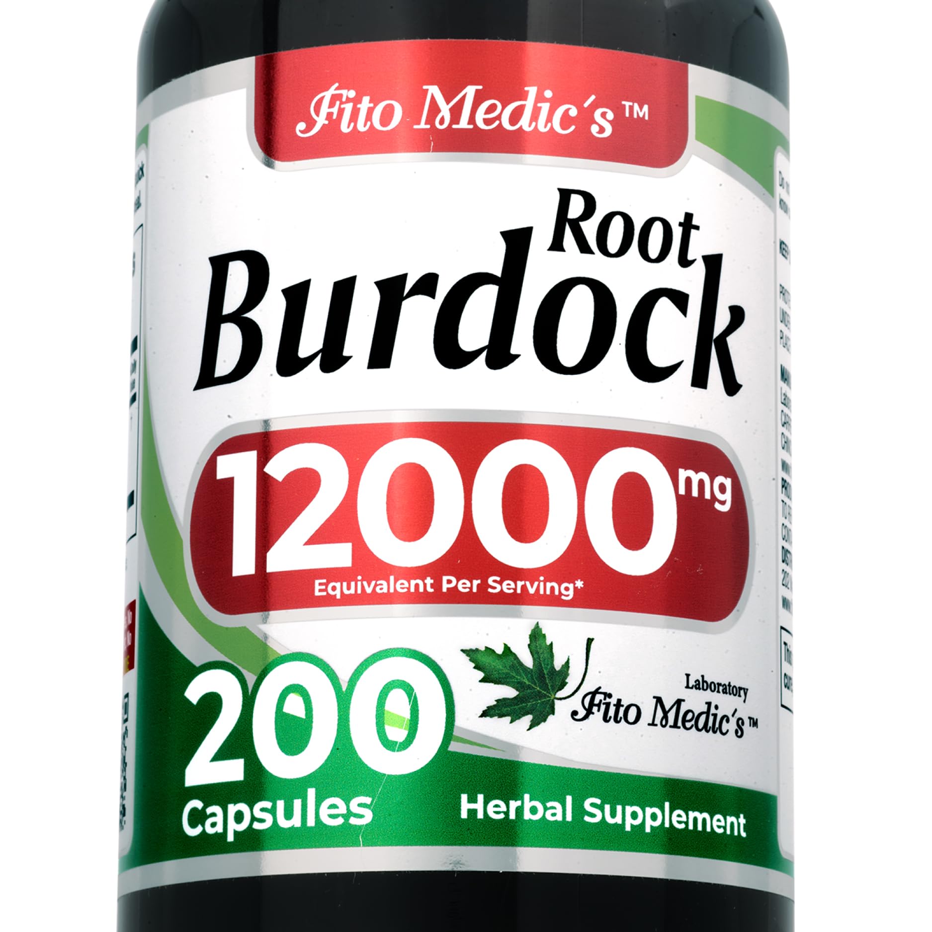 FITO MEDIC'S Burdock Root Organic Capsules 12000mg front view