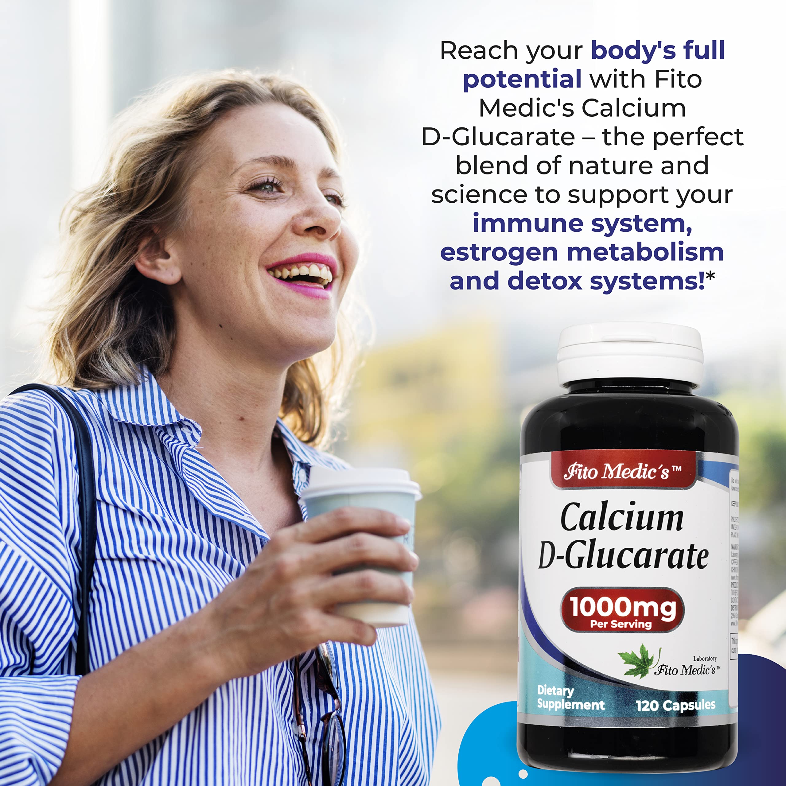 FITO MEDIC'S Calcium D-Glucarate 1000mg bottle side view