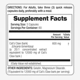 FITO MEDIC'S Cat’s Claw Bark Capsules 600mg back label with ingredients