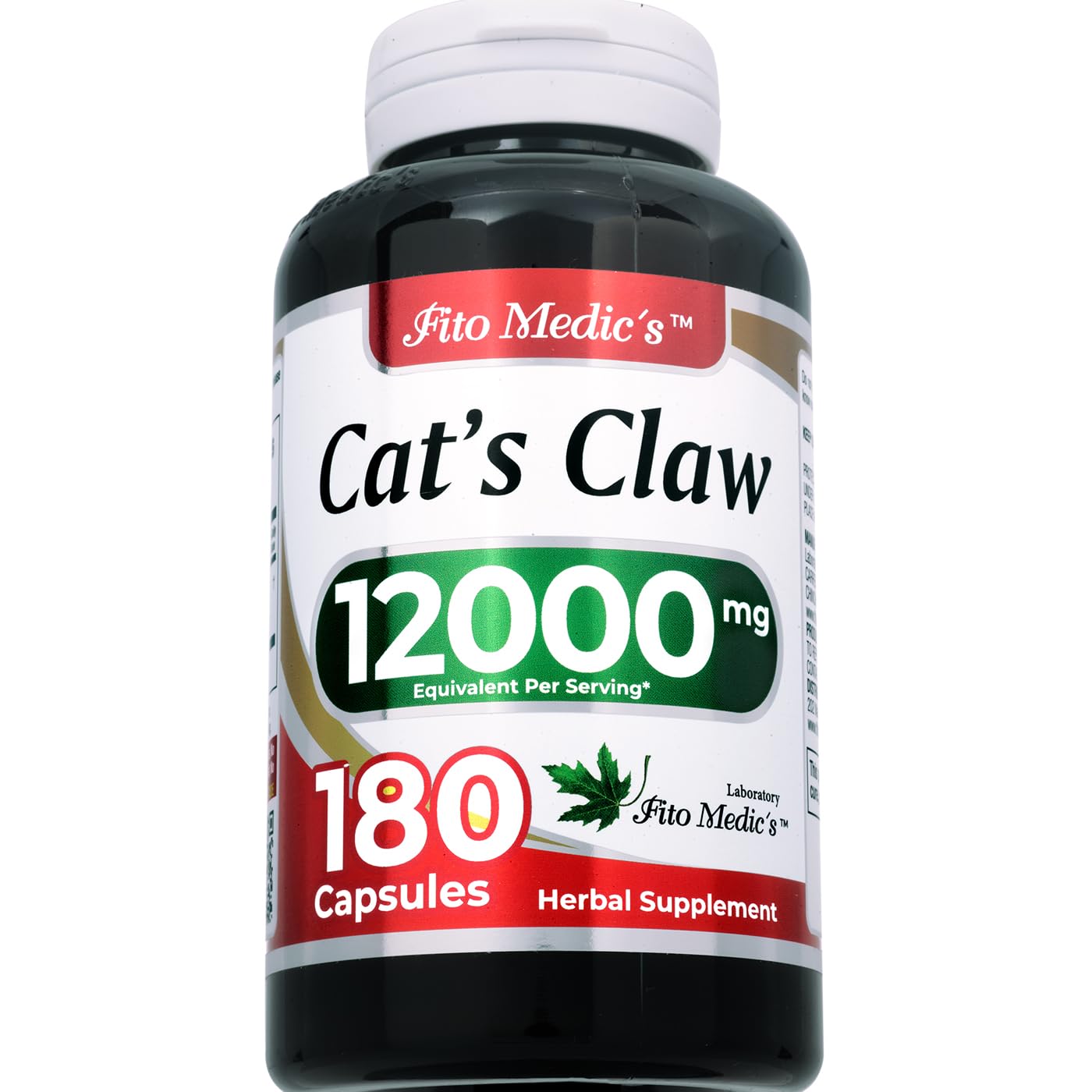 FITO MEDIC'S Cat’s Claw Bark Capsules 600mg bottle side view