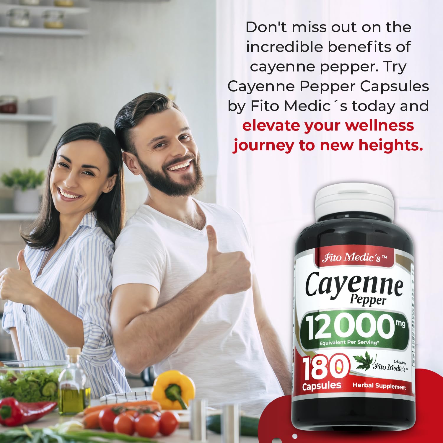 FITO MEDIC'S Cayenne Pepper Capsules 600mg bottle with label