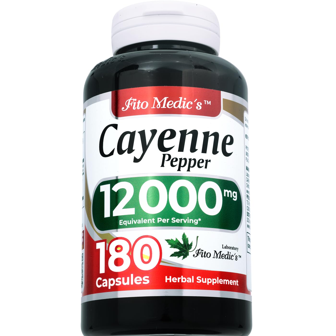 FITO MEDIC'S Cayenne Pepper Capsules 600mg side view
