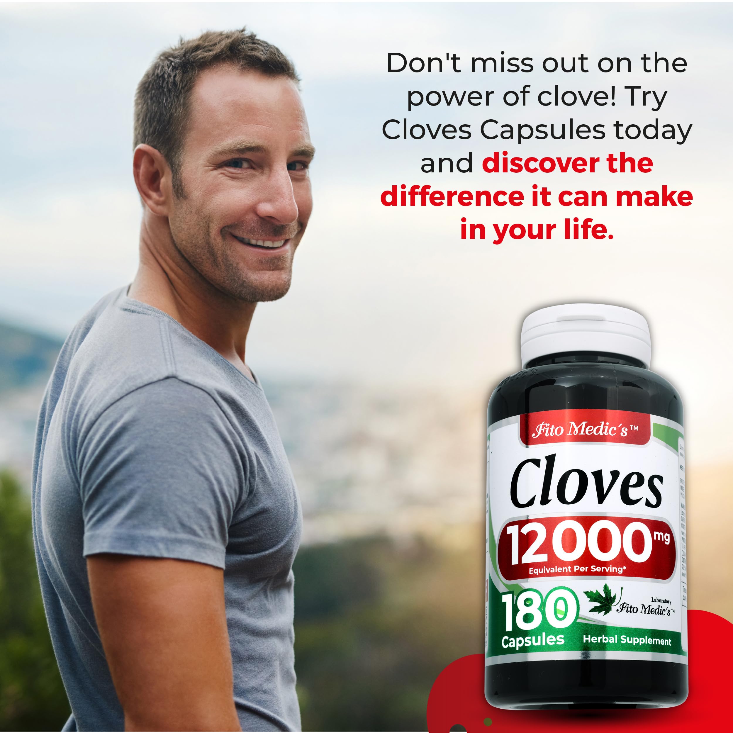 FITO MEDIC'S Cloves 600 mg Capsules back view with ingredients