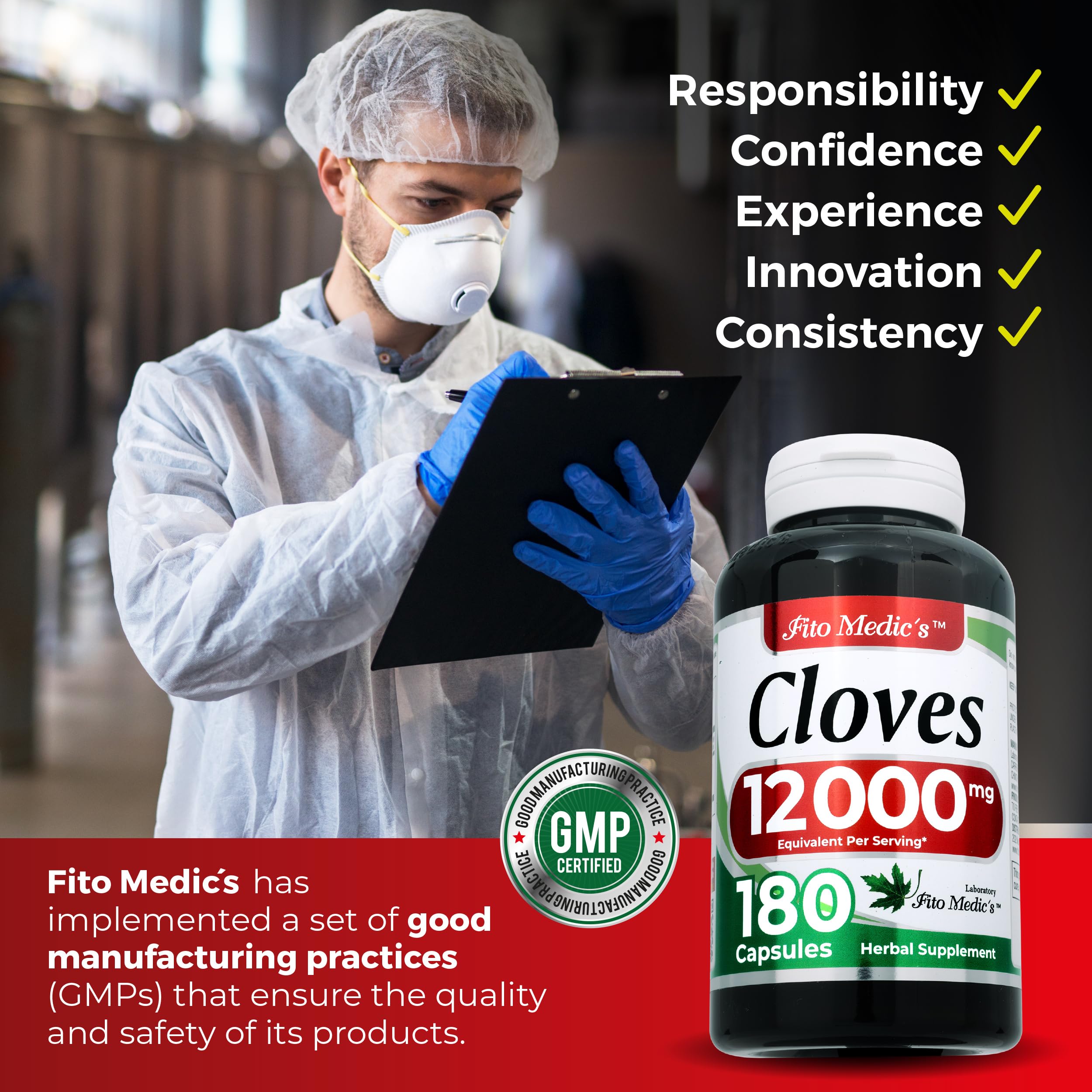 FITO MEDIC'S Cloves 600 mg Capsules on a wooden table