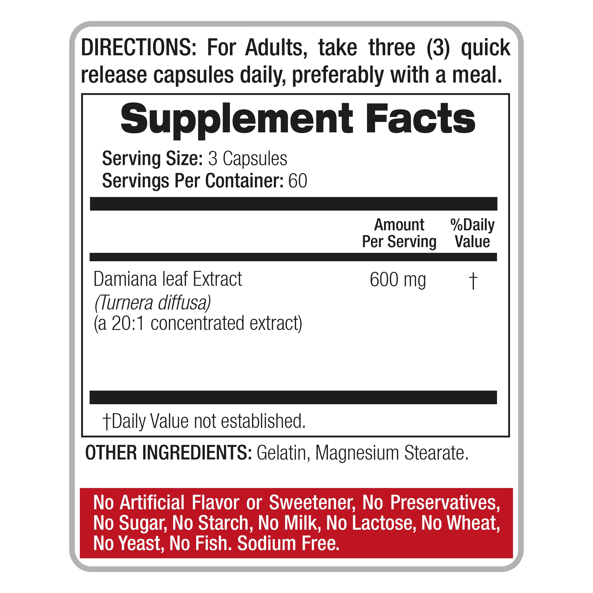 FITO MEDIC'S Damiana Leaf Extract Capsules 600mg bottle with a measuring spoon