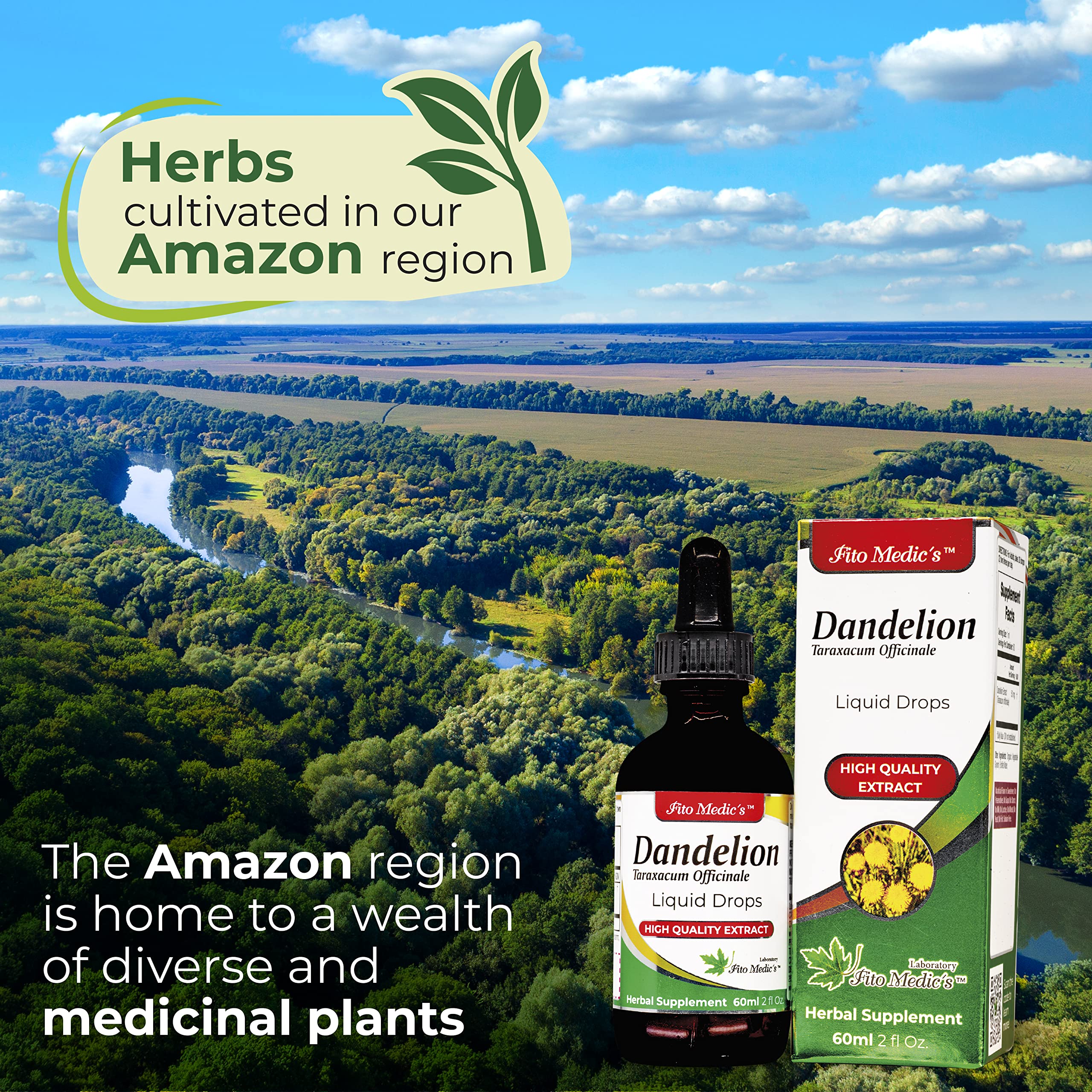 FITO MEDIC'S Dandelion Root Tincture back view with ingredients list