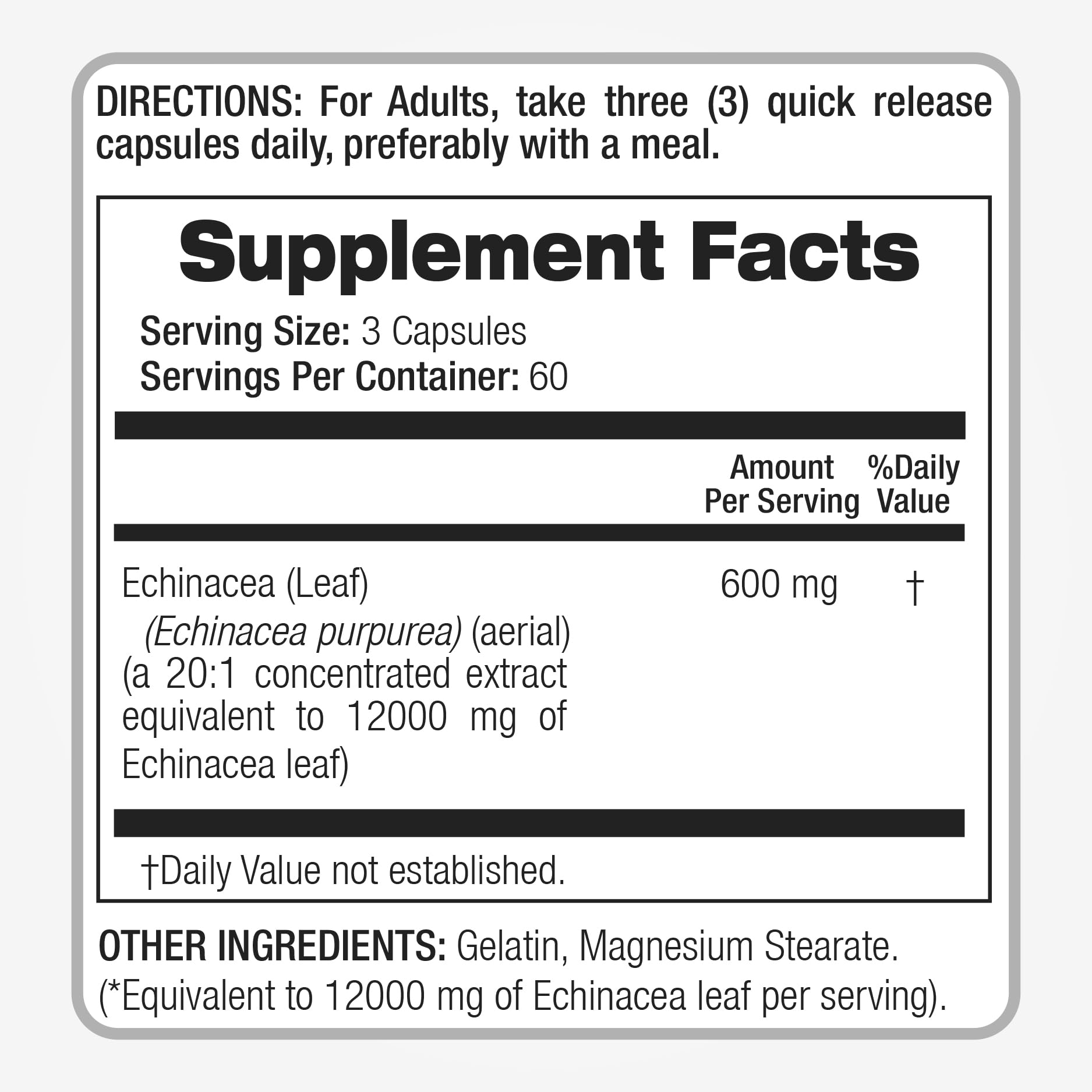FITO MEDIC'S Echinacea Herbal Supplement bottle on table