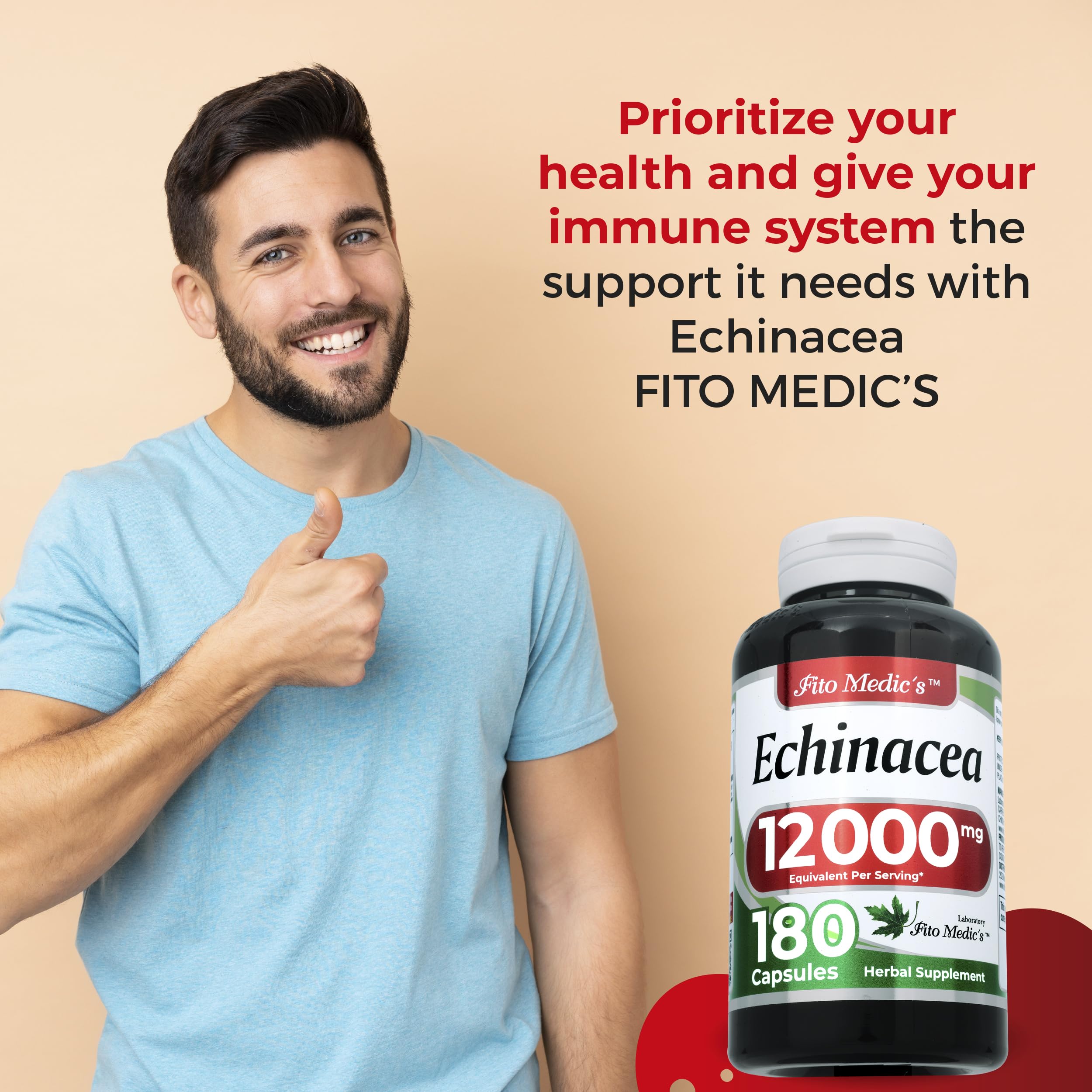 FITO MEDIC'S Echinacea Herbal Supplement capsules close-up
