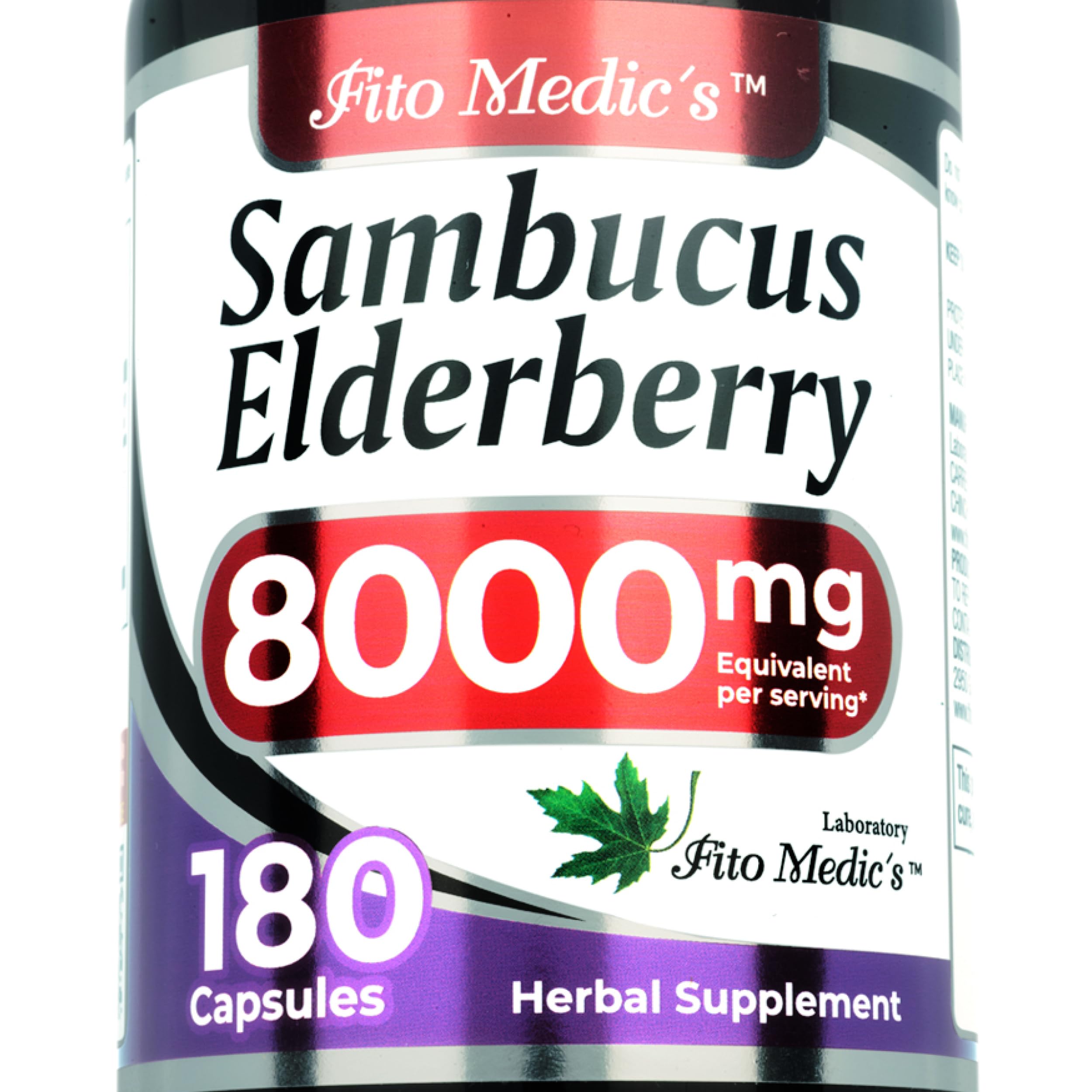 FITO MEDIC'S Elderberry Capsules 180 count bottle front view