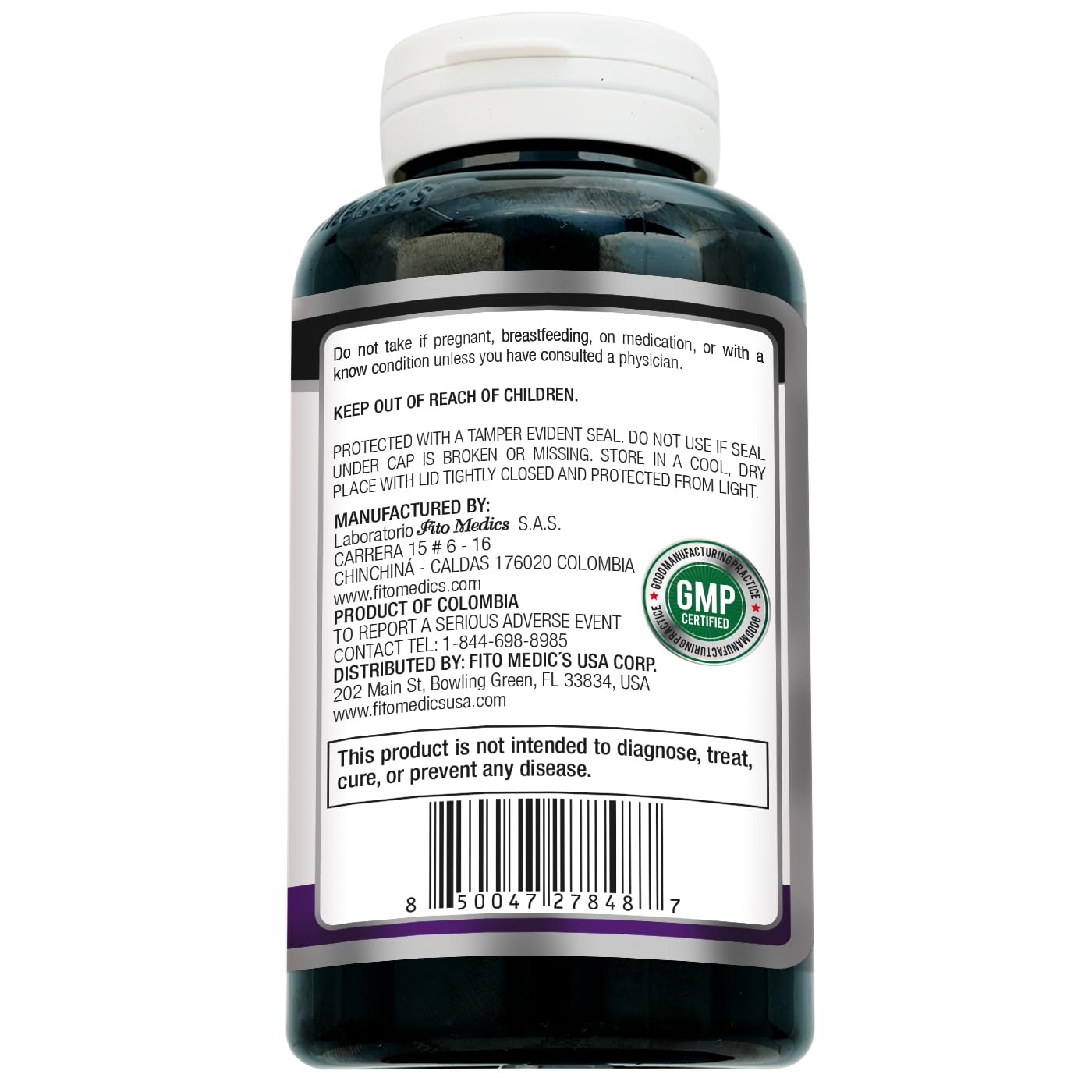 FITO MEDIC'S Elderberry Capsules ingredients list on the back of the bottle