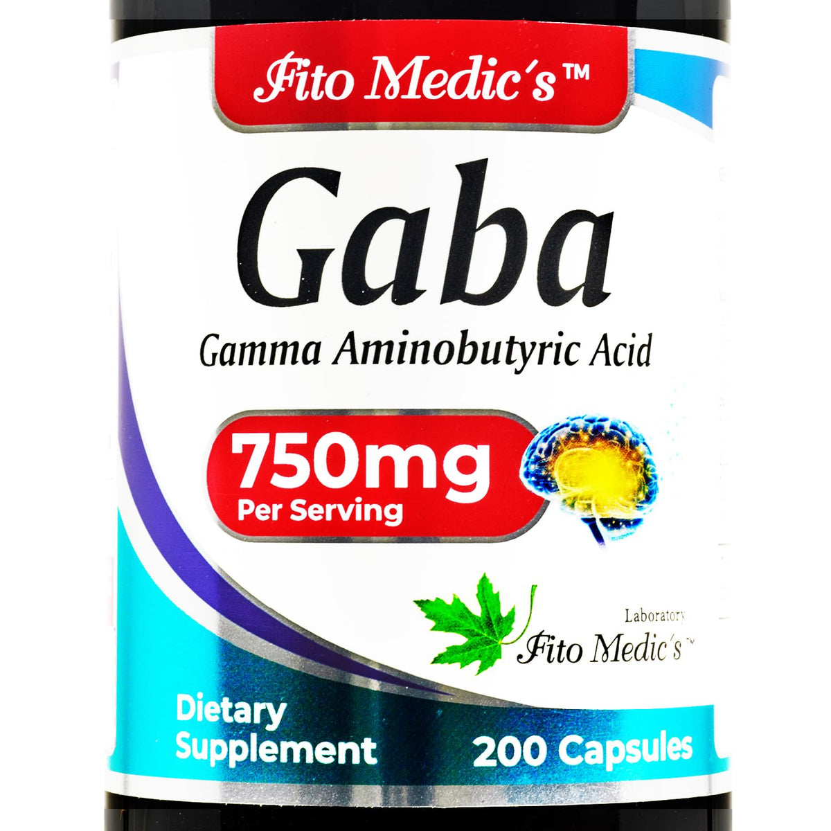FITO MEDIC'S Gaba 750mg supplement bottle front view