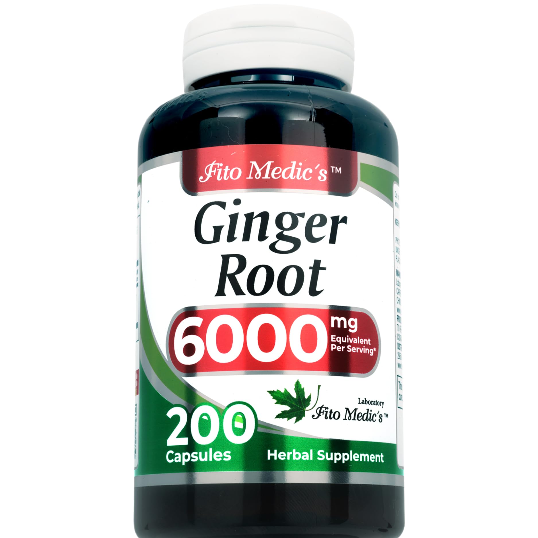 FITO MEDIC'S Ginger Root Capsules 200 Count front view