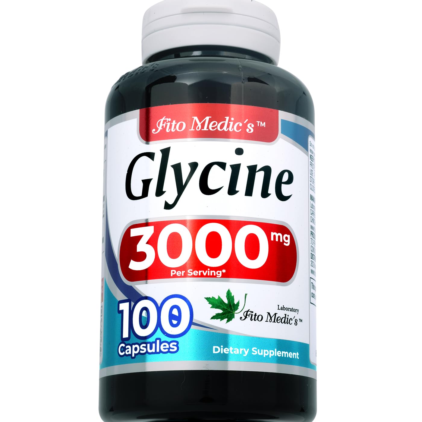 FITO MEDIC'S Glycine Amino Acid supplement bottle side view