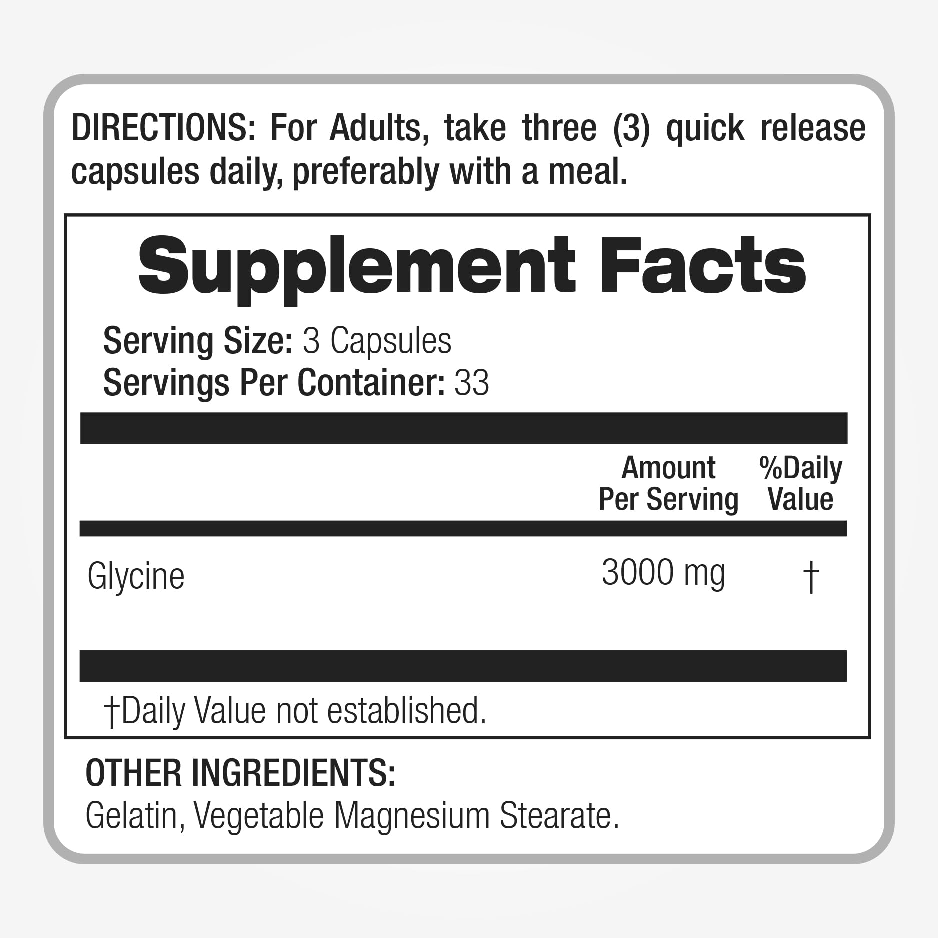 FITO MEDIC'S Glycine Amino Acid supplement bottle with capsules