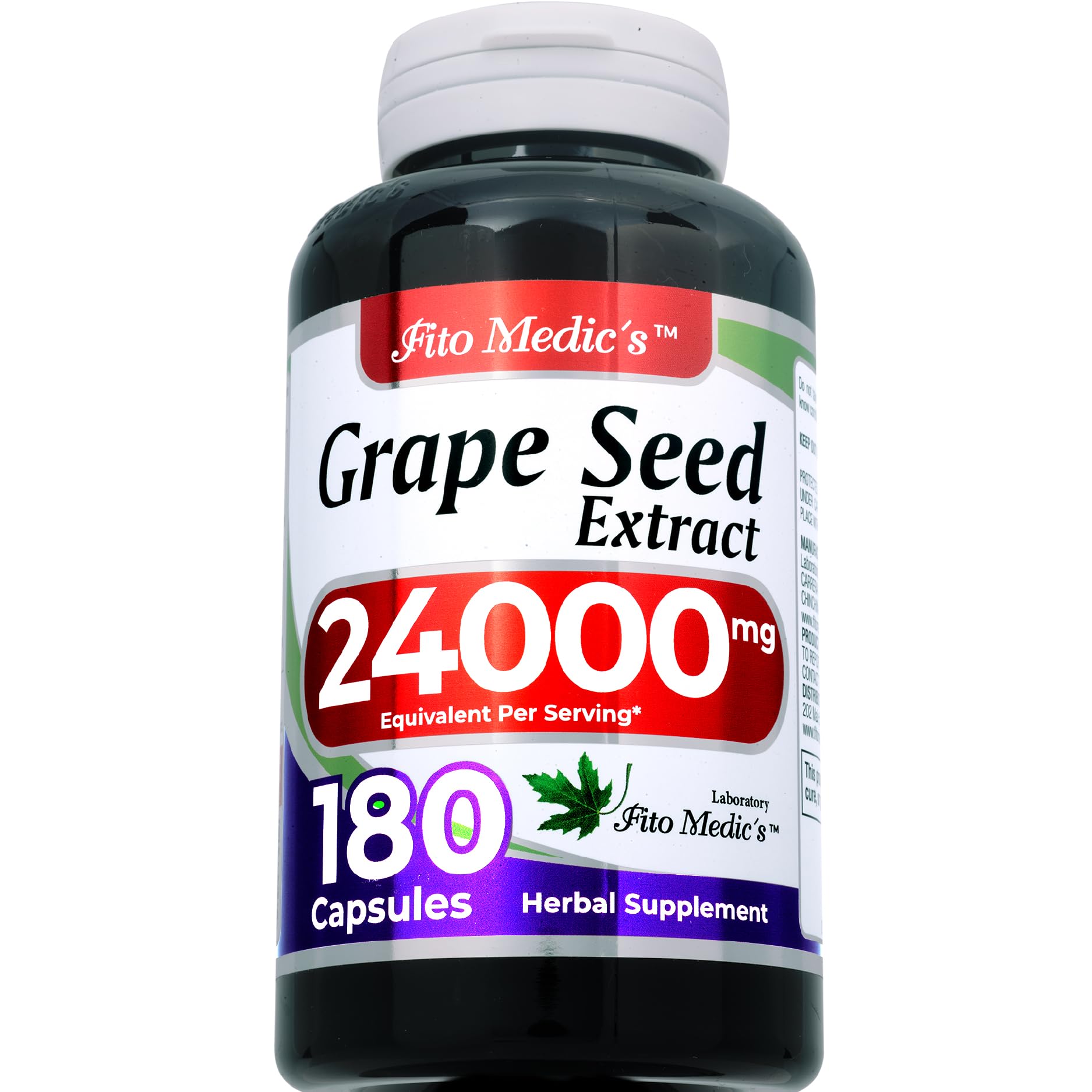 FITO MEDIC'S Grape Seed Extract Capsules side view showing label