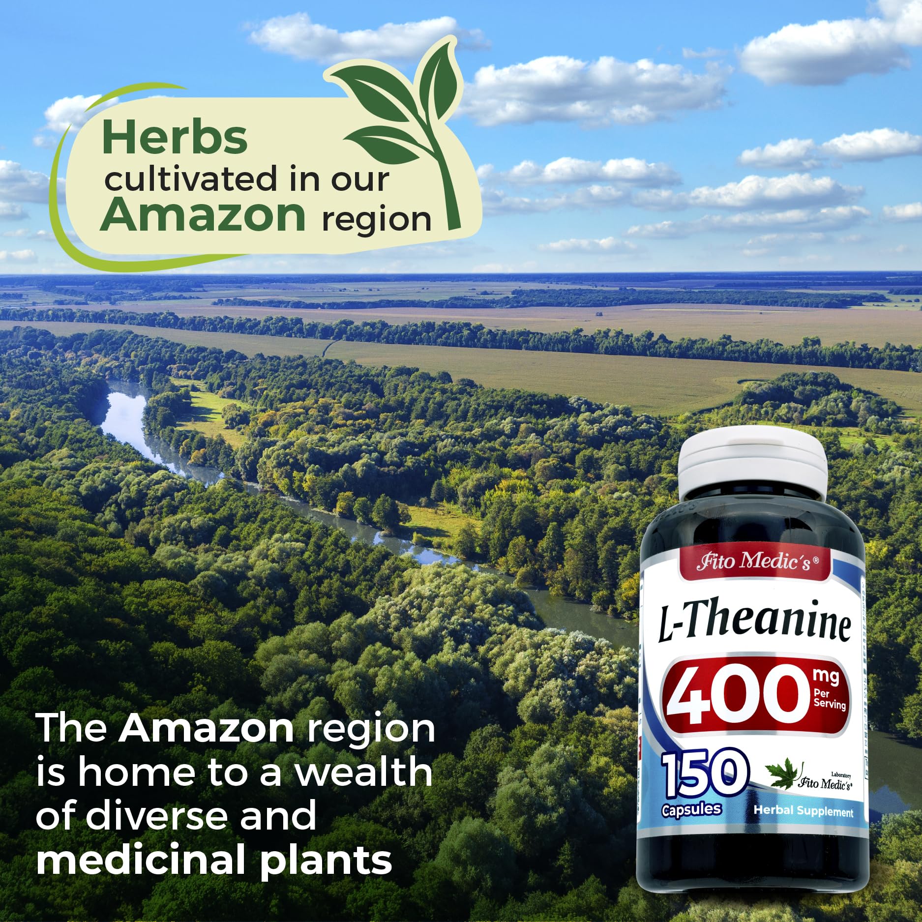 FITO MEDIC'S L-Theanine Capsules back view with ingredient list