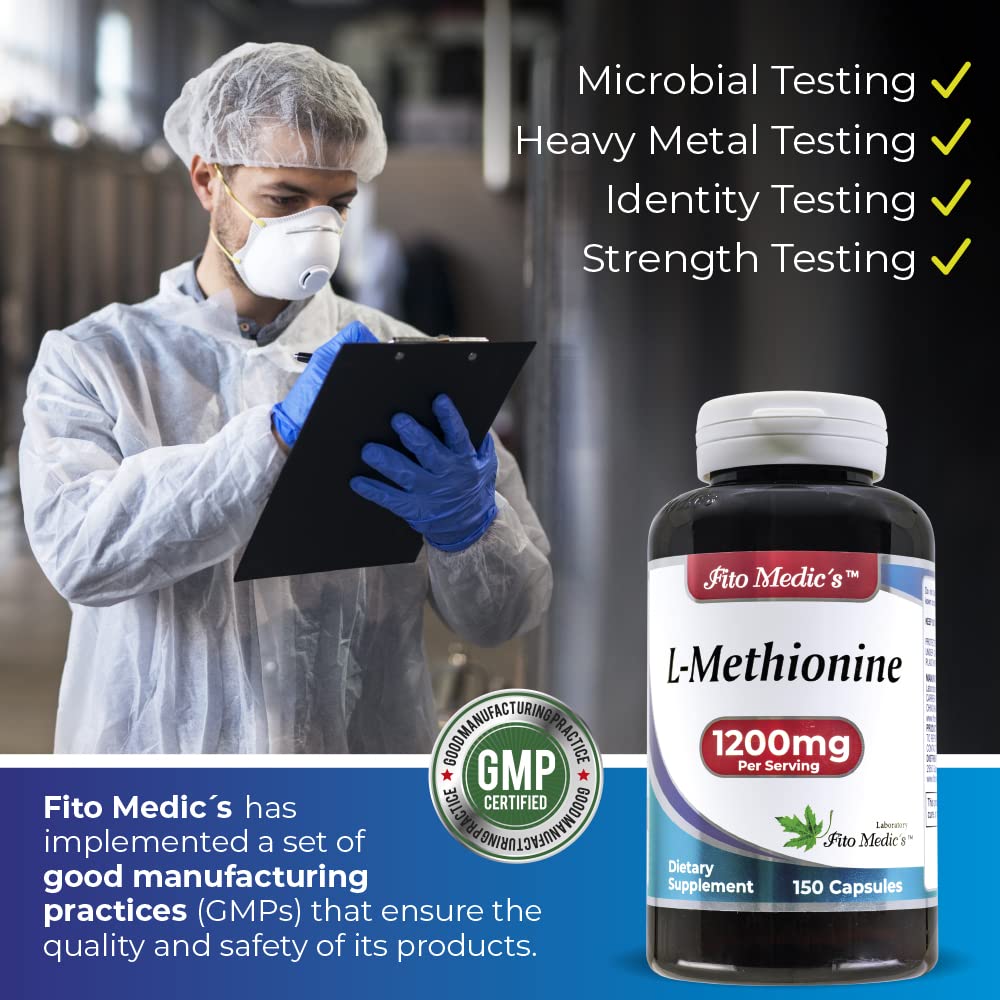 FITO MEDIC'S Methionine 1200mg capsules on a wooden table