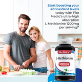FITO MEDIC'S Methionine 1200mg supplement back view with nutritional information