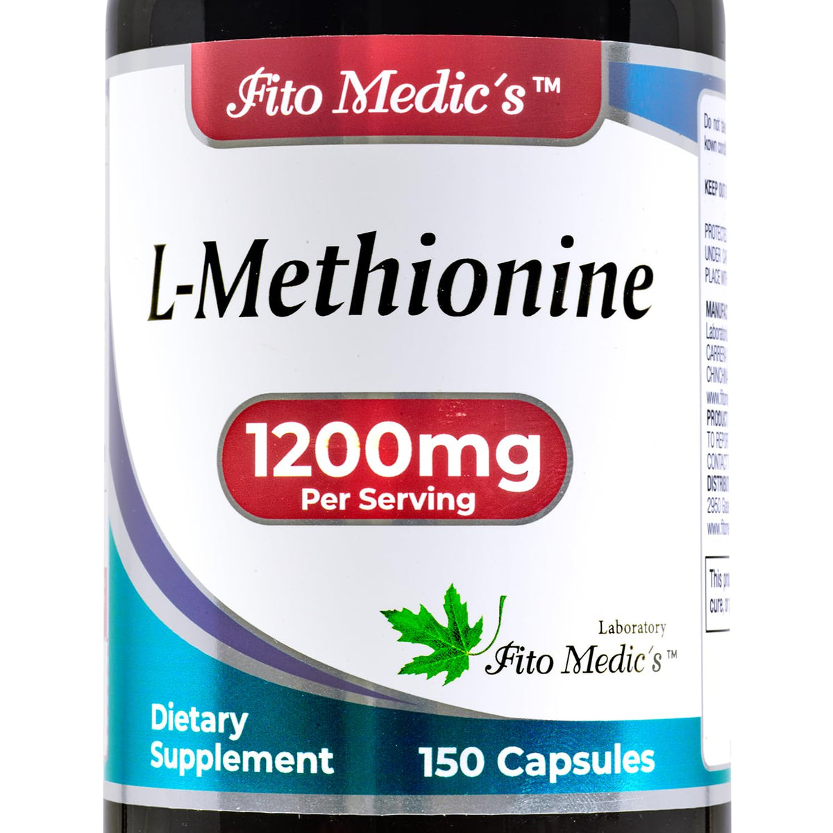FITO MEDIC'S Methionine 1200mg supplement front view, 150 capsules
