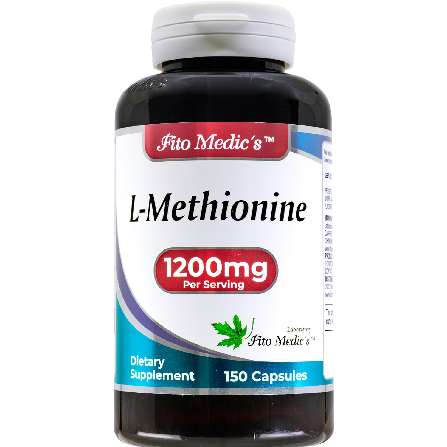 FITO MEDIC'S Methionine 1200mg supplement side view, showing capsule details